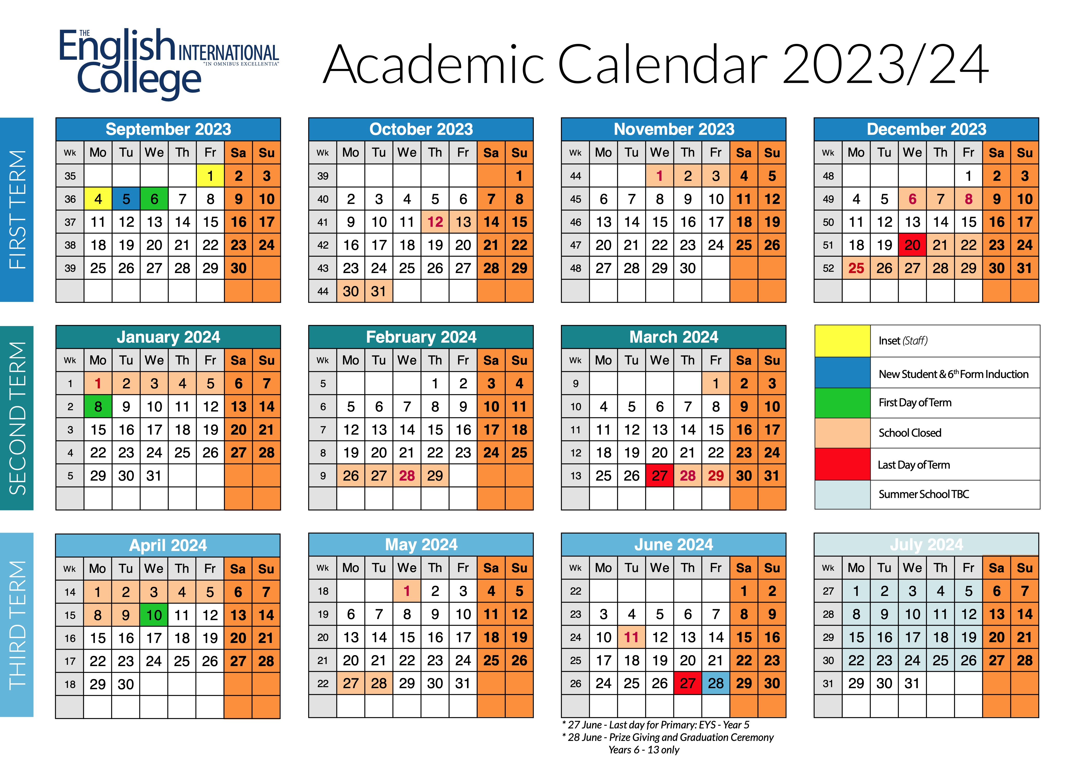 Academic Calendar 2023-2024