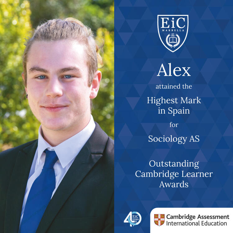 Congratulations to Alex on achieving the highest mark in Spain for Sociology