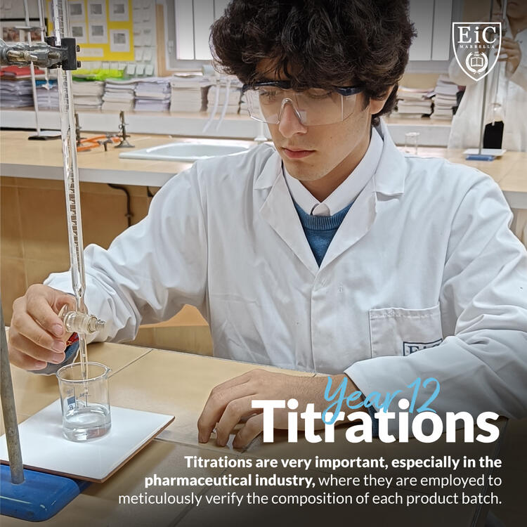 Year 12 students experimenting with titrations