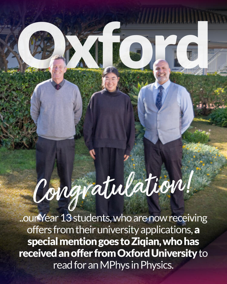 Ziqian Has Received an Offer From Oxford University to Read for an MPhys in Physics