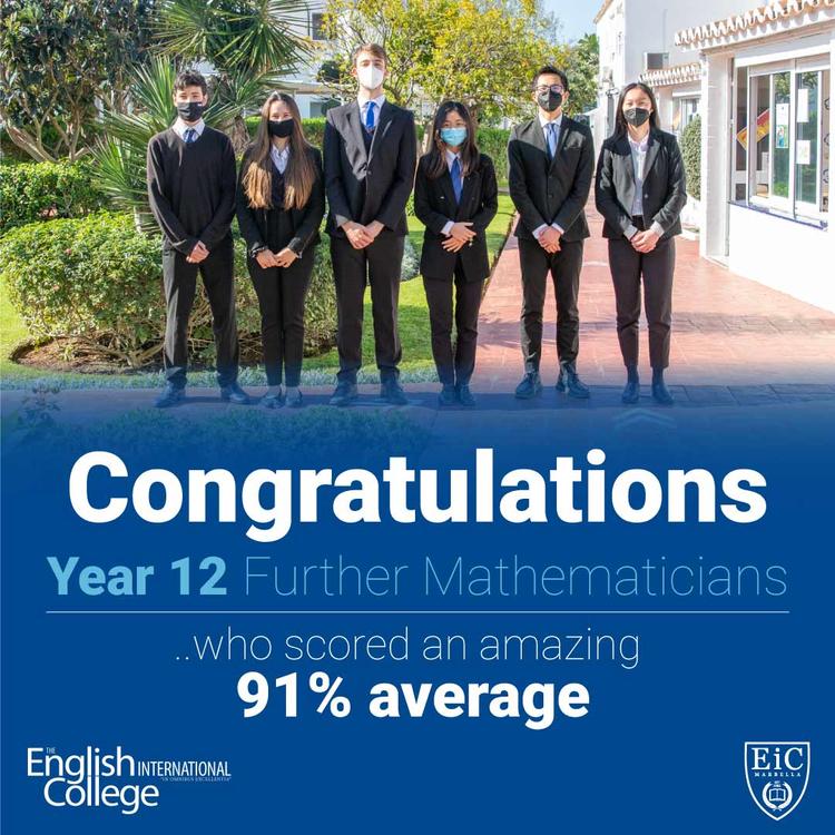 Year 12 Further Mathematicians scored an amazing 91% average score in their January A Level examinations